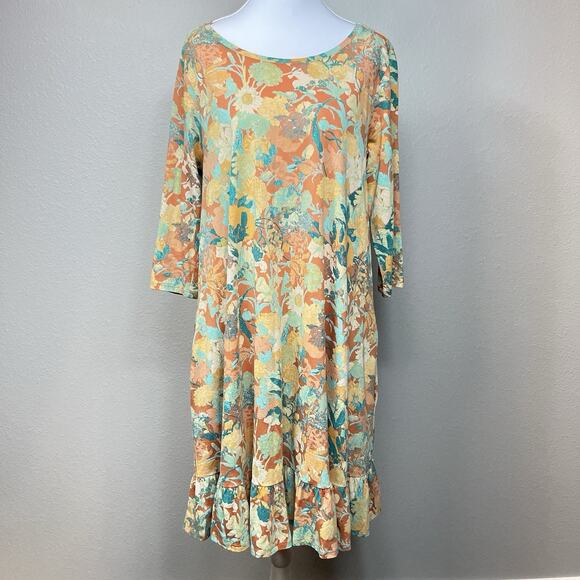 Peruvian Connection Women’s Latana Pima Cotton Medium Jersey Pockets Ruffle Hem - Picture 1 of 11